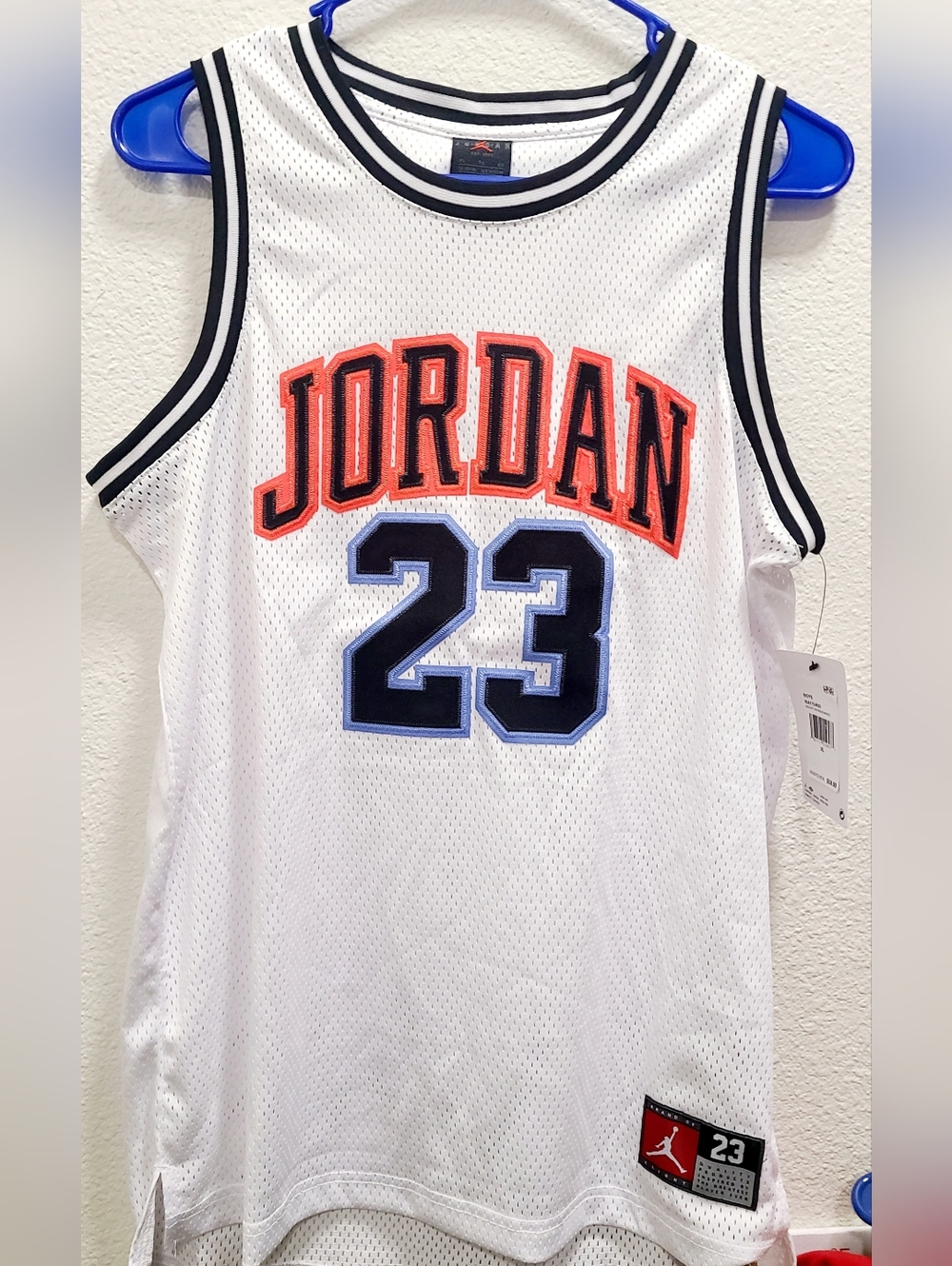 Jordan Stitched White Mesh Basketball Jersey Boys XL